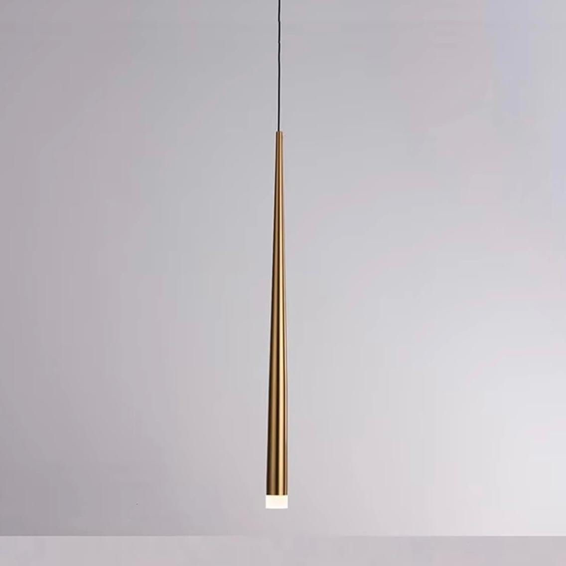 Modern LED Hanging Light with Brass Metal Rod Drop Integrated 3Colour LED Light, Contemporary Minimalist Hanging/Pendant Lamp for Indoor Lighting, Bedside-image-14