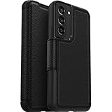 OtterBox Strada Case for Samsung Galaxy S22, Shockproof, Drop proof, Premium Leather Protective Folio with Two Card Holders, 3x Tested to Military Standard, Black, No Retail Packaging