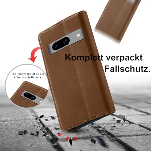 Étui cuir synthétique Google Pixel 8 5G marron Giyer à rabat - 2
