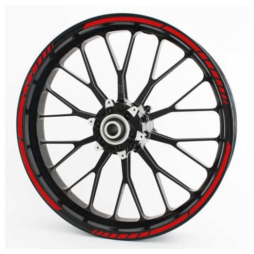 Motoking Autocollants pour Jante à 360 en Rouge Mat/Tour Entier/de 15 à 19 Pouces