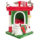 Yaheetech Tiragraffi Albero per Gatti con Posatoio Grande Graffiatoio per Gatti 40,5 x 40,5 x 59 cm Rosso Verde