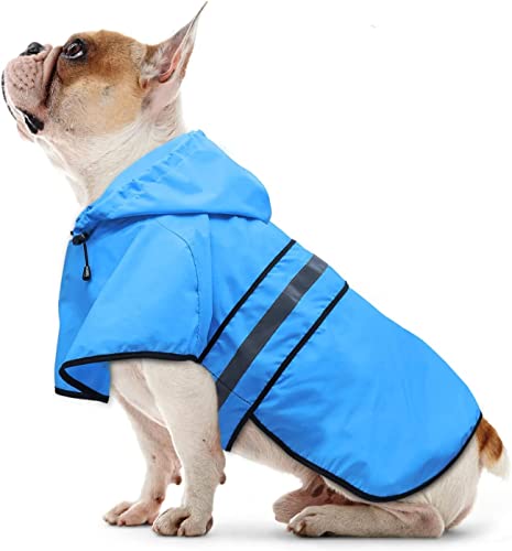 Candofly Dog Raincoat Hooded Poncho - Adjustable Waterproof Dog Rain Jacket Lightweight Reflective Dog Rain Coat Pet Slicker For Small Medium Large Dogs (Medium, Sky Blue) #TOP7