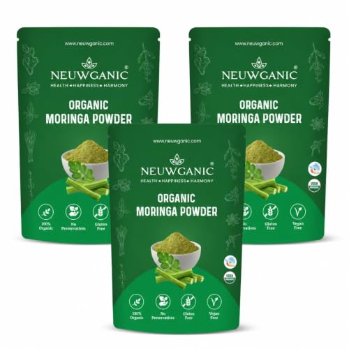 Image of Organic Moringa Powder - India Organic and Usda Certified - Use for Digestion, Energy, Protect Liver, Eye Health | Drumstick Leaves Powder - 200 Gm - Pack of 3