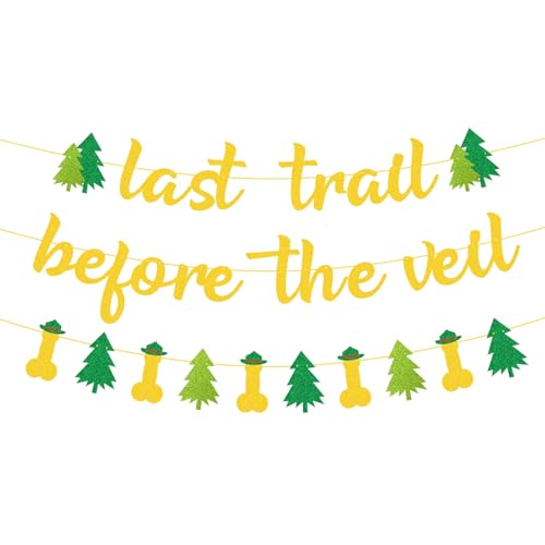 Last Trail Before The Veil Banner Girlande für Mountain Bachelorette Party Dekorationen, Wandern Camp Bachelorette Party Supplies, Hochzeit Brautparty Party