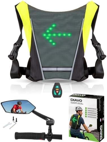 Diavo Gilet LED Sécurité + Rétroviseur Vélo – Pack Haute Visibili...