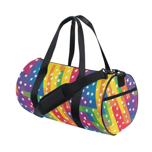 Rainbow Star Sports Duffel Bag Durable Full Print Barrel Gym Bag with Large Main Pocket, Side Zippered Compartment for Training Gear Sportswear and Travel Essentials3