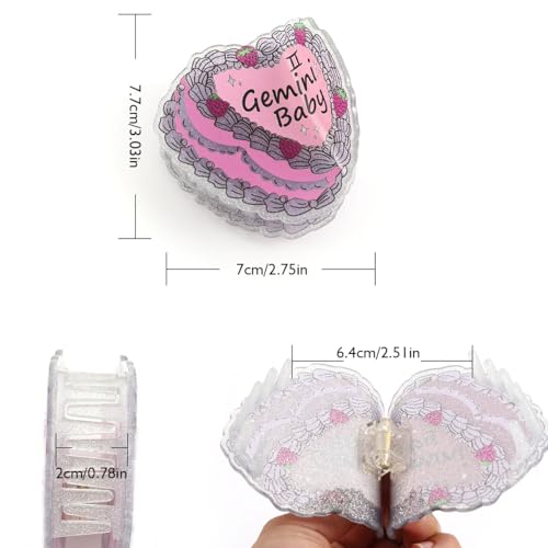 Gemini Baby Hair Claw, Personalized Acetate Hair Clip, 7cm/2.75in, Pink and White