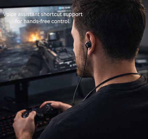 Image of Original Neckband for OnePlus Z3 Earbuds with Quick Charging Soft Silicone Band and Bass Boost Audio (Black)
