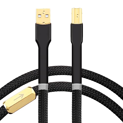 Viborg HiFi USB 2.0 Cable Type A to Type B (Male - Male) Printer Scanner Data Sync Cable Digital Audio Cord for DAC (2M)
