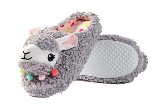 Image of Cute Animal Slippers - Soft Fuzzy Alpaca & Llama Memory Foam for Women - Indoor Warm Non-Slip Bedroom Slippers