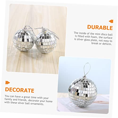 Bola espejada decorativa SaditY, 24 unidades, para árbol de Navidad, fiestas y decoración de eventos, diseño disco ball plateado con espejos pequeños miniatura 4