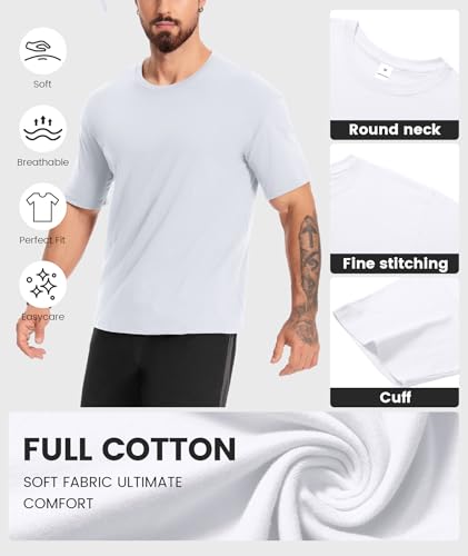 Image of Little Beauty 5 Pack Men's T-Shirts Crew Neck Short Sleeve Cotton Tee Casual Summer Tops