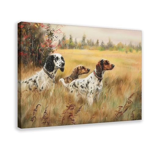 Poster vintage sur toile de chien de chasse pour un salon élégant