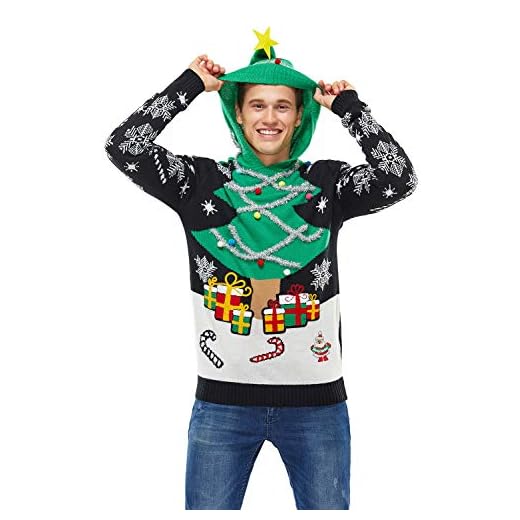 U LOOK UGLY TODAY Unisex Christmas Ugly Sweatshirt Men Women 3D Printing Santa Sweater Suéter pulóver, A Season's Star I Born, L para Mujer