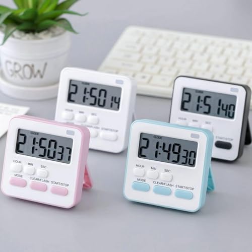 Image of Digital Timer Clock with Stopwatch, 2 Alarm Modes with beep Alarm Sound, Kitchen Timer with Magnetic Stand |Timer Clock for Study Ideal for Cooking | Baking | Study, Gym, Kitchen, (Blue)