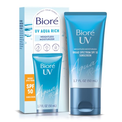 Biore UV Aqua Rich Moisturizer SPF 50 Facial Sunscreen, 1.7 fl oz