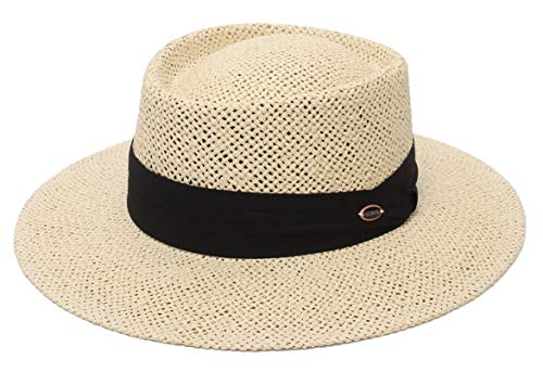 GEMVIE Sombrero Panama de Paja para Playa Hombre ala Ancha Sombrero Fedora Mujer Primavera Verano Ajustable Caballero