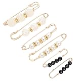 COLLBATH 6 Stück Teiliges Mehrzweck Broschen Perlen Verstellbarer Hosenbund Clips Sicherheitsnadeln für Kleidung Taillen Kleidungsfixierung für Damen und Kleideranpassung