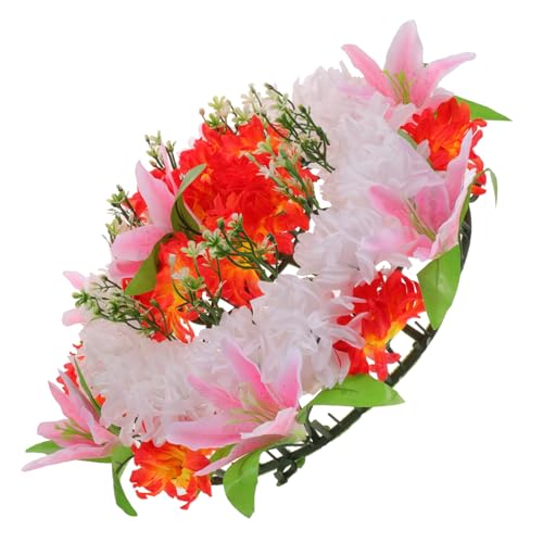 FIXOSHEE Couronne de Deuil Artificielle Délicate pour Cérémonie Funéraire Guirlande de Fleurs Résistante pour Commémoration Au Cimetière Fleur Décorative Rose sans Assemblage