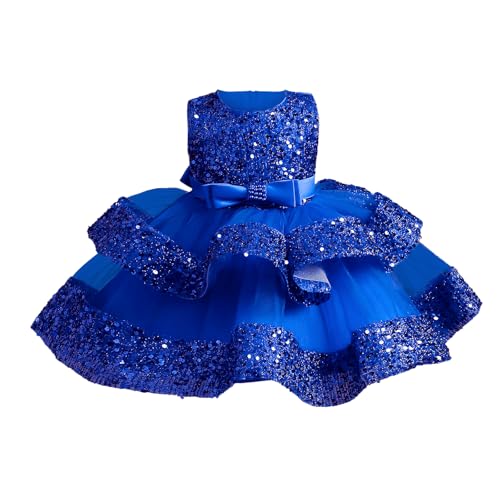 Miipat Baby Girl Pageant Dress Ruffle Flower Wedding Birthday Party Princess Dresses Sequins Toddler Ball Gown(RoyalBlue,4-5T)