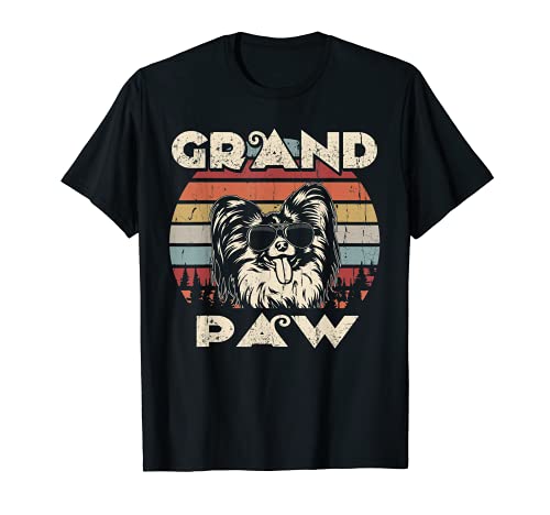 Grand Paw Papillon dog lovers vintage retro T-Shirt, Black