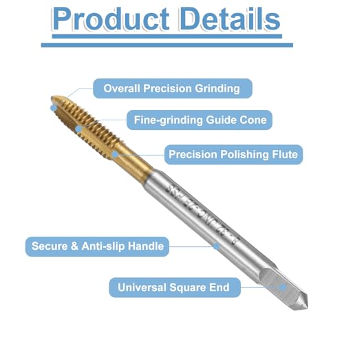 QUARKZMAN 6 Stück Maschine Gewindebohrer Spitze 8-32 UNC Spitzengewindeschneider HSS6542 Universelle und Hochwertige Gewindebohrer Titanbeschichtete Oberfläche
