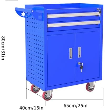 Heavy-Duty Rolling Tool Chest with 2 Lockable Drawers, Portable Metal Tool Box for Garage, Workshop Organization and Storage Solutions, Durable Tool Storage Unit