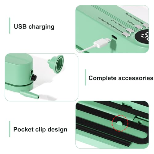 Image of Mini Bag Sealer, Cordless Handheld Heat Vacuum Sealer with 3 Sealing Gears for Candies Snacks Food Storage