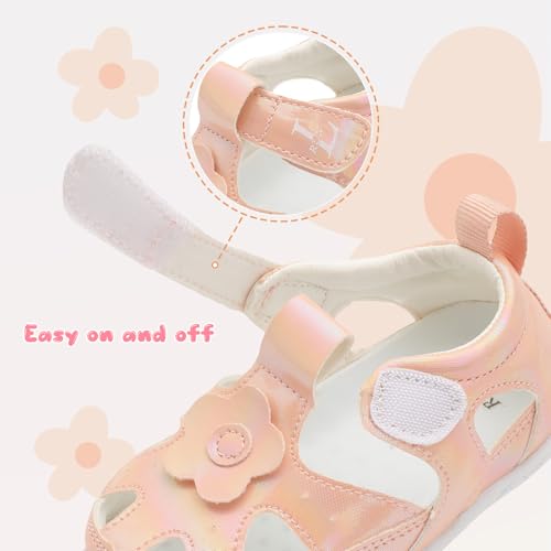 L-RUN Toddler Mary Jane Shoes Girls Casual Barefoot Sandals Breathable Princess Dress Flats Non-Slip Rubber Sole Infant First Walker Shoes for Outdoor Indoor3