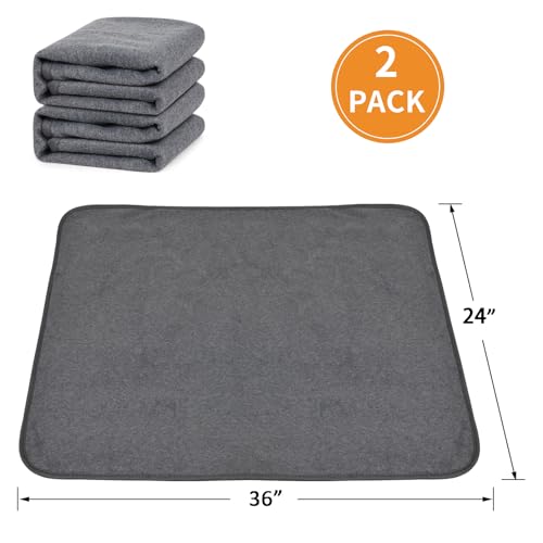 Image of Washable Dog Pee Pads 24x36 2Pack Reusable, Absorb Dog Mats Non-Slip for Puppy Training, Whelping, Potty, Playpen, Crate