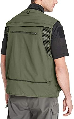 KEFITEVD Men's Lightweight Quick Dry Fishing Waistcoat Multi Pockets Camping Vest with 15 Pockets Army Green