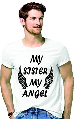 Image of Hangout Hub Mens- Cotton Printed Regular Fit T-Shirts (Pack of 1) My Sister My Angel Matching Tees for Brothers Family and Friends