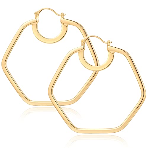 Gold Hoop Earrings for Women 18K Gold Plated Knot Hoop Earrings Statement Lightweight Thick Trendy Small Gold Open Hoops Fashion Jewelry