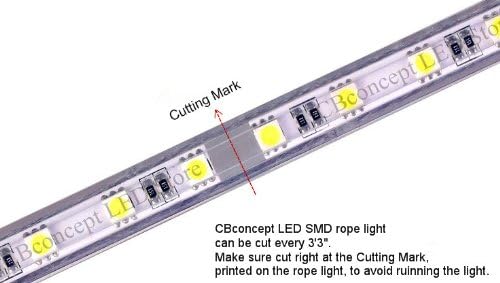 CBconcept 120VSMD3528-20M-CW 120 -volt SMD3528 Flexible Flat LED Strip Rope Light, 65-Feet Spool, Cool White