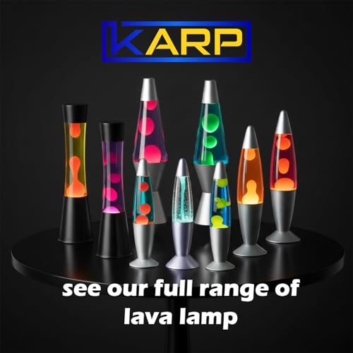 Image of KARP 13 Inch (Rocket Shap) Lava Lamp | Blue Water & Yellow Lava Motion | Metal & Glasss | 220-240V 50Hz | SES R39 E14 20W Bulb Included | Plug-in with ON /Off Switch | Ideal Decor & Gift