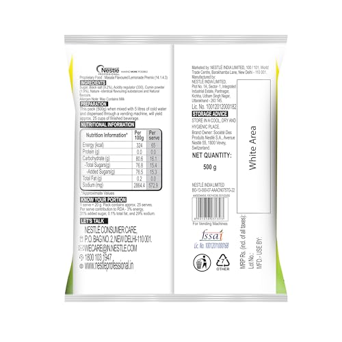 Image of Nestle Shikanji Masala Lemon & Masala Flavours Premix, 500g Pouch | Made With Added Lemon & Masala Flavours for a Refreshing Shikanji
