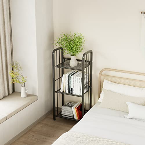 Azheruol Bookshelf Storage Shelf Bookcase Freestanding Storage Stand For Living Room, Bedroom, Kitchen, Rust Resistance, Easy Assemblyl Free Combination Multi-Functional Organizer (3 Tiers, Black) #TOP1