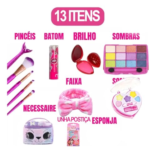 Kit Maquiagem Criança Infantil Maleta + Batom Sombra Pincel BZ159