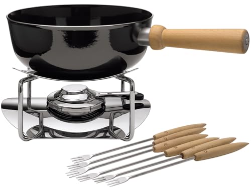 Silit Käsefondue Set 9-teilig, Fondue für 6 Personen, Silargan Funktionskeramik, Induktion, spülmaschinengeeignet, Fondueset, Kasserolle Rechaud Brenner Fonduegabeln