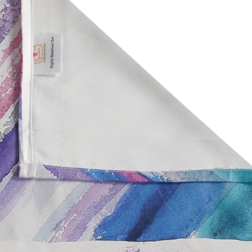 Image of Signature Digital Print Geometric Designs Super King Size Bedsheet - 108 x 108 inches | 100% Cotton-Feel Soft Fabric | Fade-Resistant Colors | 2 Matching Pillow Covers (Blush Nordic Grid)