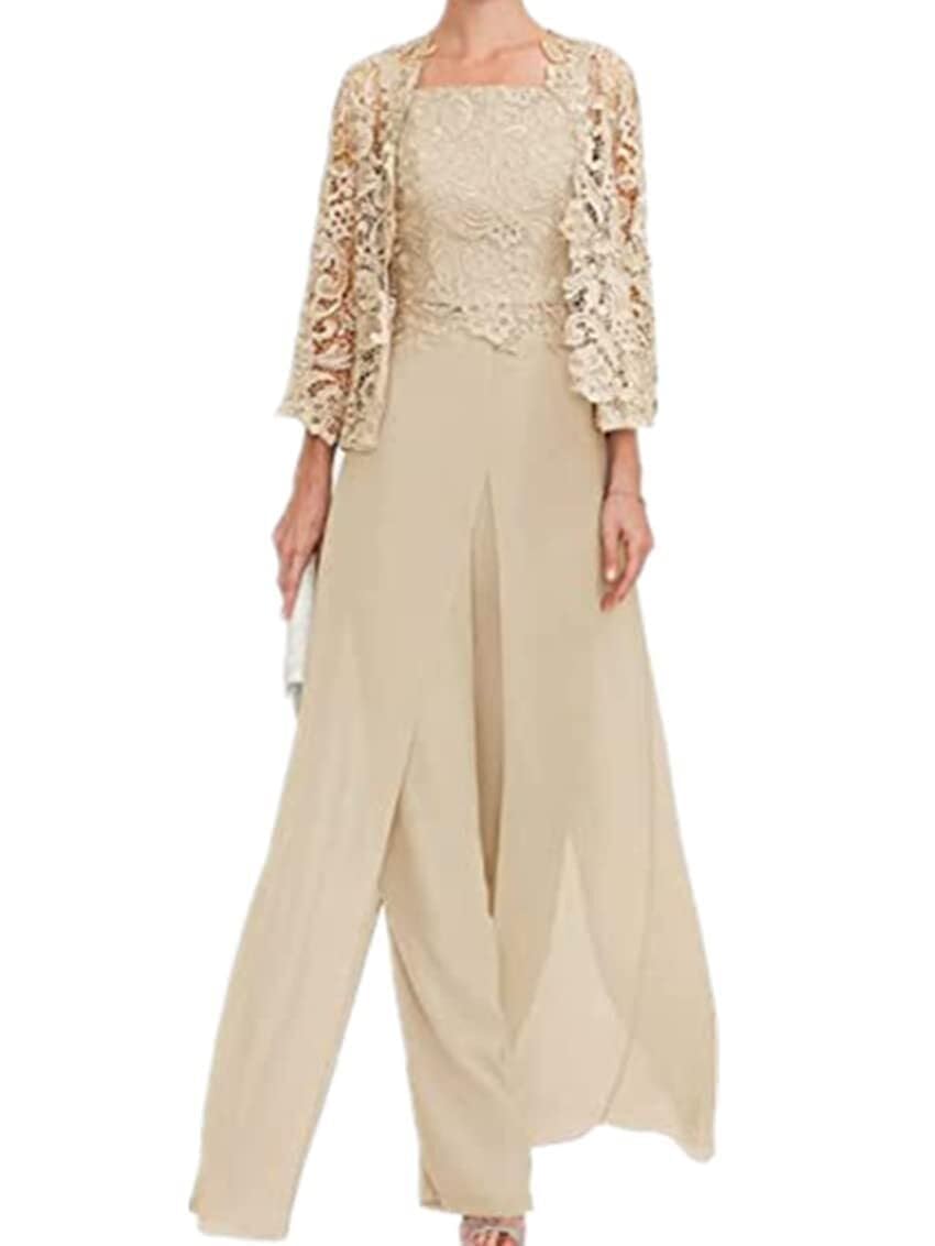3 Pieces Mother of The Bride Pants Suits Formal Outfit for Womens Pantsuits Grandmother of The Bride Outfit