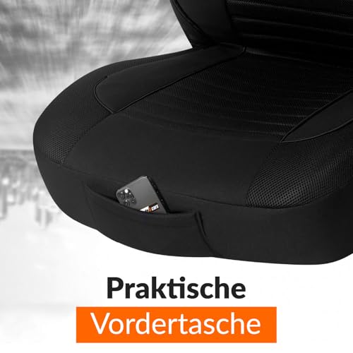 Upgrade4cars Autositzbezüge Vordersitze Schwarz | Auto-Schonbezüge Set Vorne für Fahrersitz & Beifahrer | Auto-Sitzbezug Universal | Autozubehör Geschenke für Frauen und Männer
