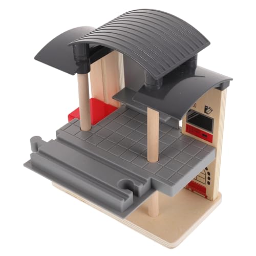 Gatuida Holzeisenbahn Bahnhof aus Holz Sicherer Zugbahn bausatz für Kreatives...