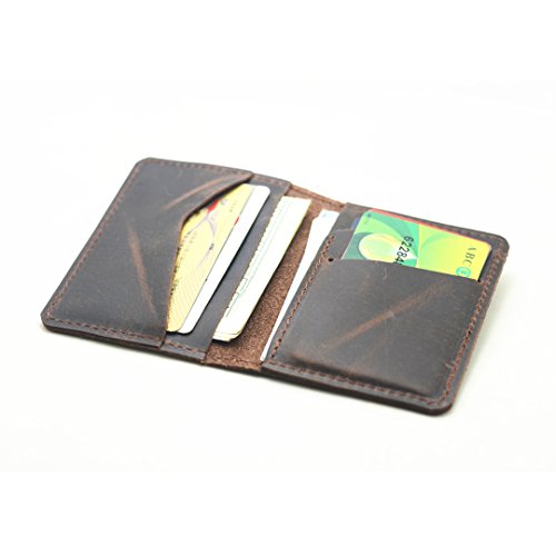 JJNUSA Handmade Men Minimalist Leather Wallet Card Holder Distressed Wallets for Gifts (Darkbrown)3