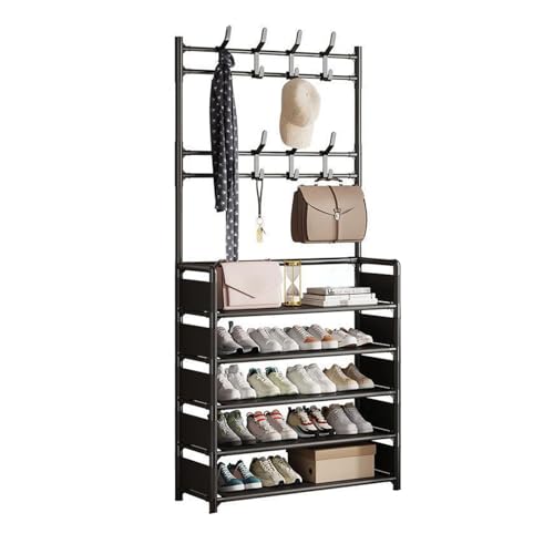 Étagère à chaussures en fer durable noire avec 5 niveaux - 7