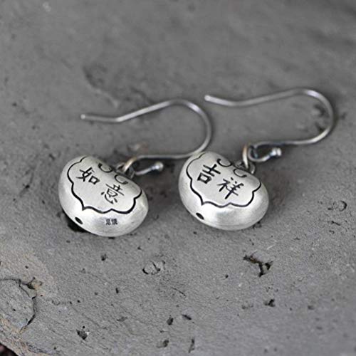 Boucles d'oreilles s925 rétro au design de lingot chinois et style littéraire