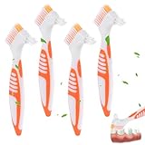 Healifty Double-Ended Toothbrush Cleaning Tools with Multi-Layer Bristles for Denture and Oral Care 6.49 Inch Portable Travel Brush for False Teeth Maintenance