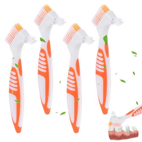 Healifty Double-Ended Toothbrush Cleaning Tools with Multi-Layer Bristles for Denture and Oral Care 6.49 Inch Portable Travel Brush for False Teeth Maintenance