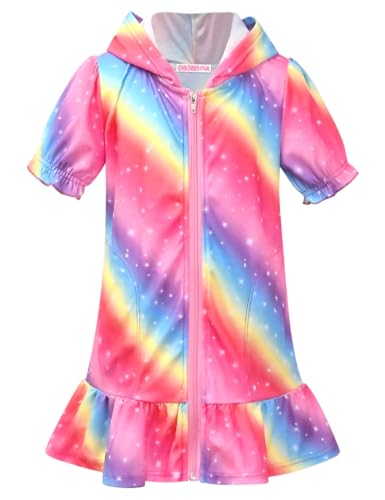 Image of CHILDRENSTAR Girls Swim Coverups Terry Swimsuit Cover-Up Hooded Zip-Up Beach Robe
