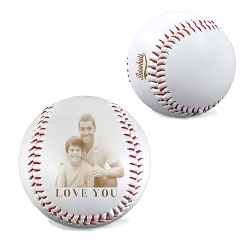 AOUER Personalized Baseball with Photo and Text Custom Baseball with Text Picture Customized Baseball Gifts for Dad Coach Personalized Baseball Gift